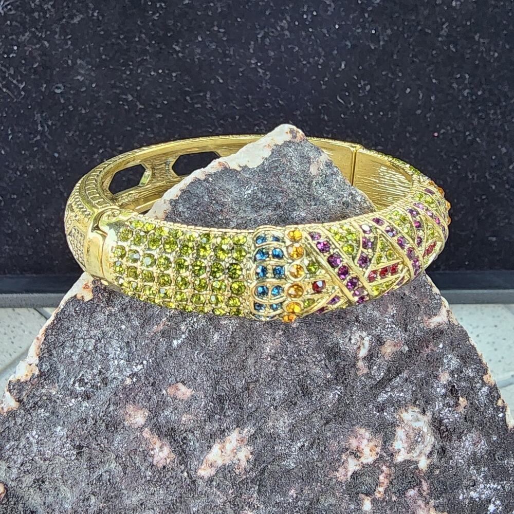 Heidi Daus Triple Play X-Ceptional Crystal Dome Bangle Bracelet - Picture 3 of 13